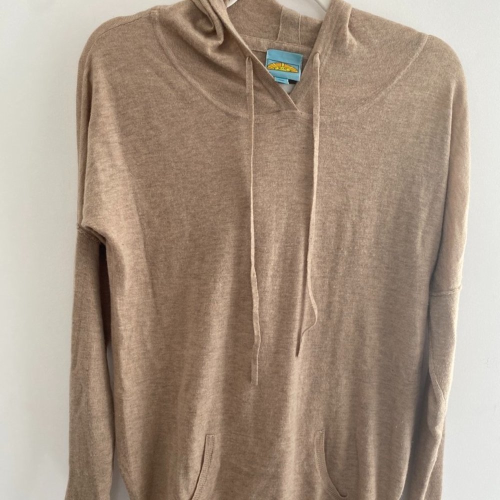 C&C California Tan Knit Hoodie W/ Front Pocket Sz XS
